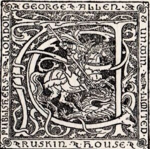 Colofón original de George Allen & Unwin Ltd, diseñado por Walter Crane.